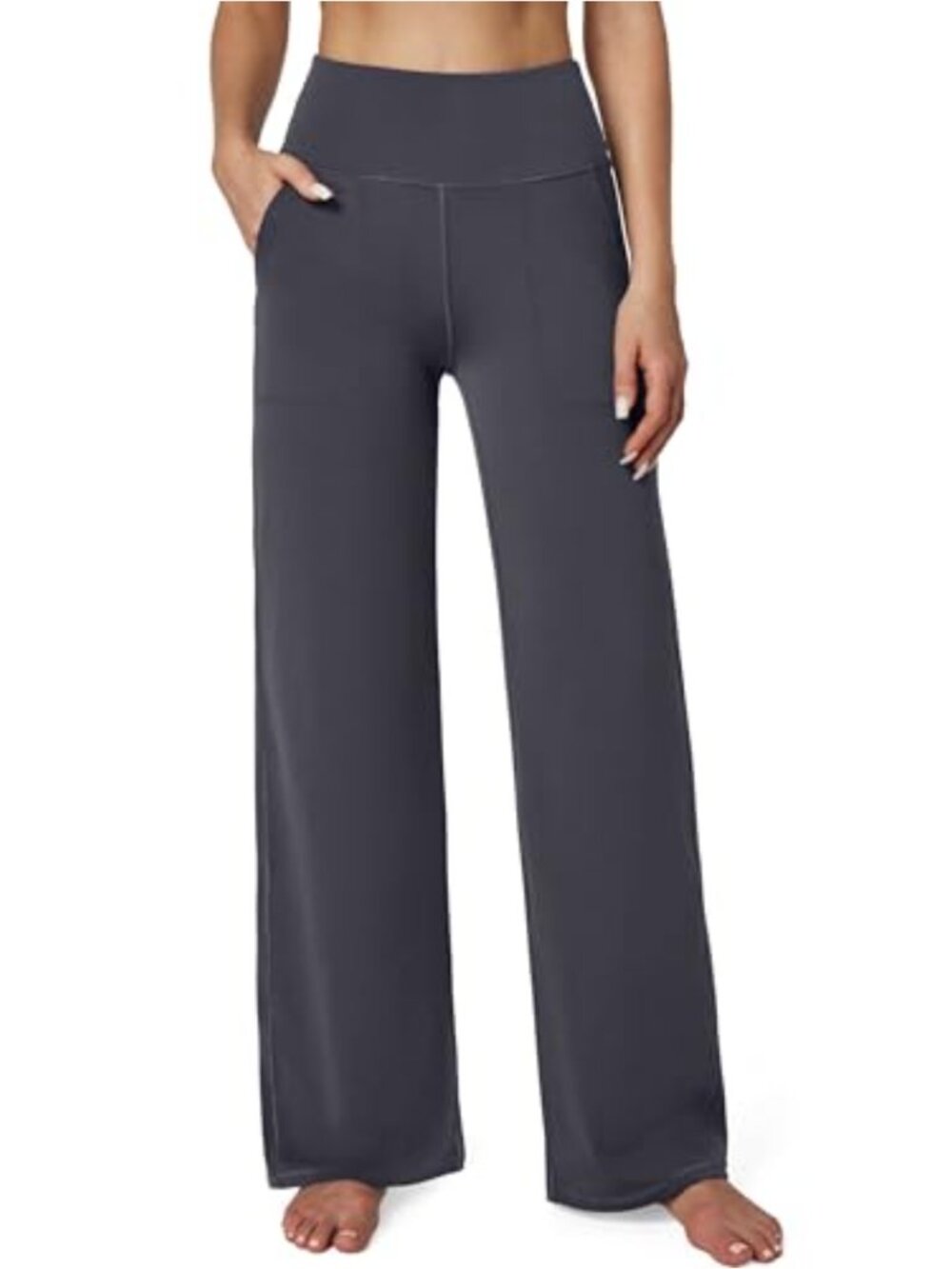 Wide Leg High Waisted Yoga Pants with Pockets Stretchy Casual Loose Trousers